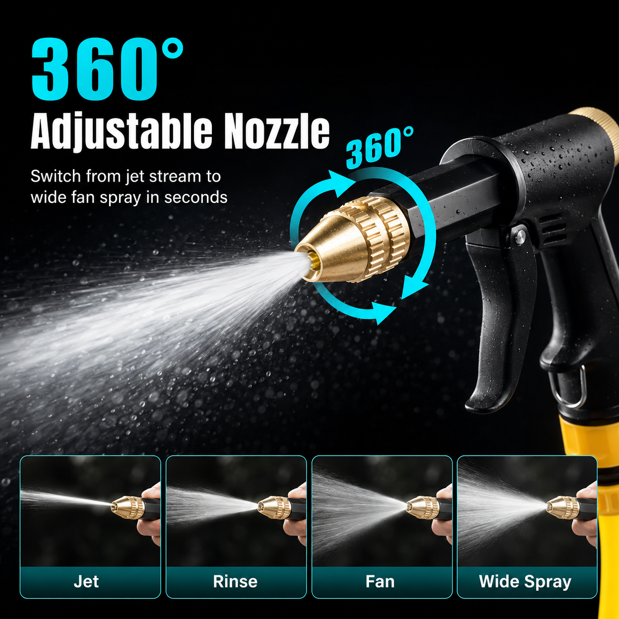 🚀Save 50% Today 💦 Portable High-Pressure Water Sprayer – Adjustable Jet for Cars, Patios & Gardens