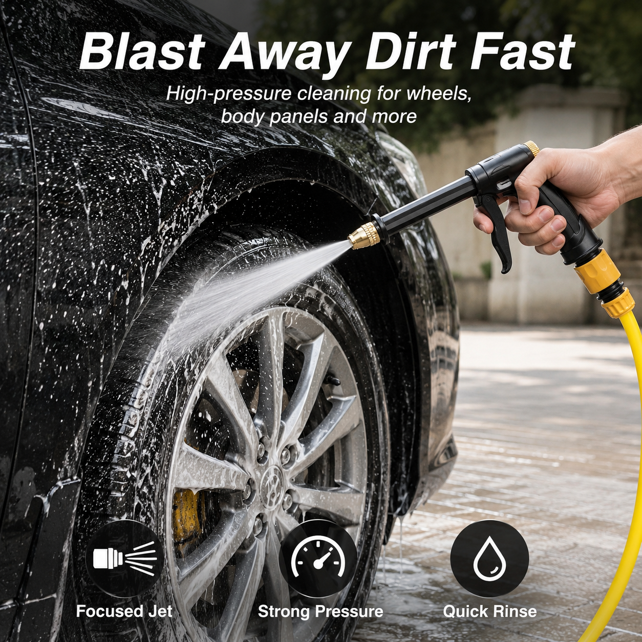 🚀Save 50% Today 💦 Portable High-Pressure Water Sprayer – Adjustable Jet for Cars, Patios & Gardens