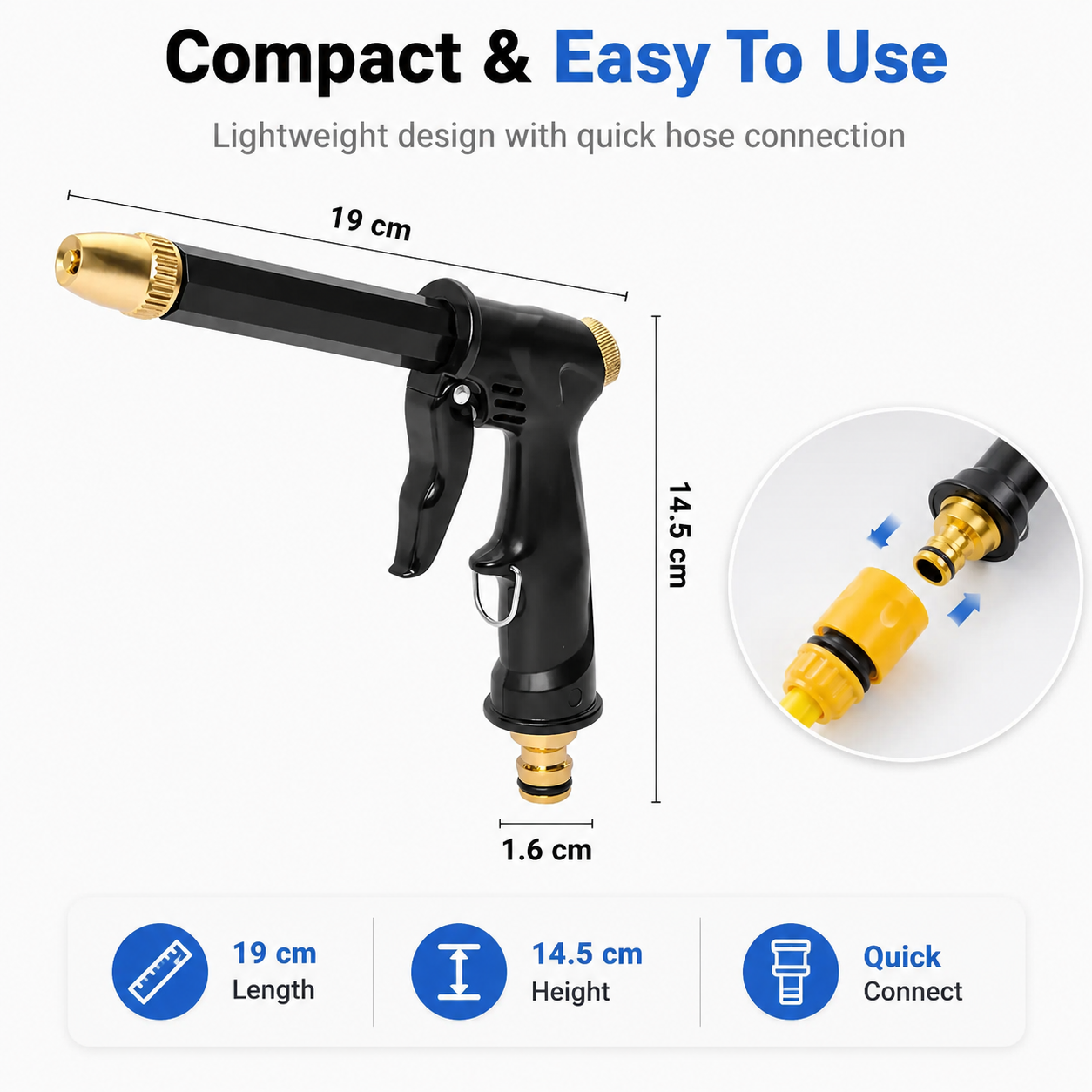 🚀Save 50% Today 💦 Portable High-Pressure Water Sprayer – Adjustable Jet for Cars, Patios & Gardens