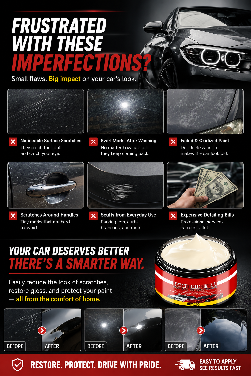 🚗 Ultimate Car Scratch Remover Wax – Reduce Scratches & Restore Showroom Shine ✨