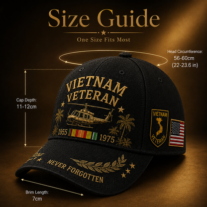 🎖️ Vietnam Veteran 1955–1975 Commemorative Memorial Embroidered Tribute Cap 🇺🇸