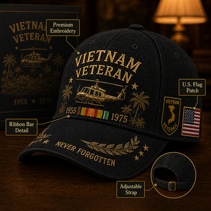 🎖️ Vietnam Veteran 1955–1975 Commemorative Memorial Embroidered Tribute Cap 🇺🇸