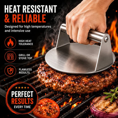 🍖 50% OFF Heavy-Duty Stainless Steel Meat Press for Faster, Even Cooking 🔥