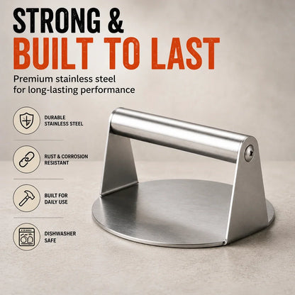 🍖 50% OFF Heavy-Duty Stainless Steel Meat Press for Faster, Even Cooking 🔥