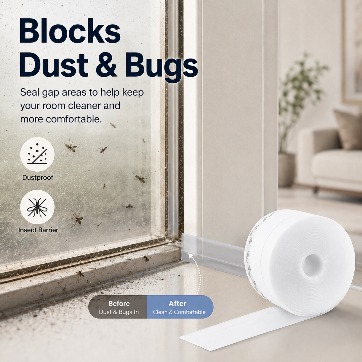 🔥 50% OFF 2-Pack 32.8FT Self-Adhesive Weather Strips 🏠 Seal Door, Window & Shower Gaps