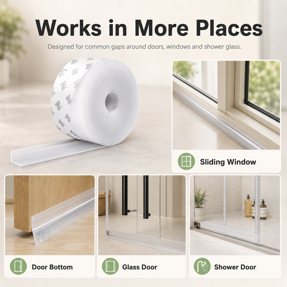 🔥 50% OFF 2-Pack 32.8FT Self-Adhesive Weather Strips 🏠 Seal Door, Window & Shower Gaps