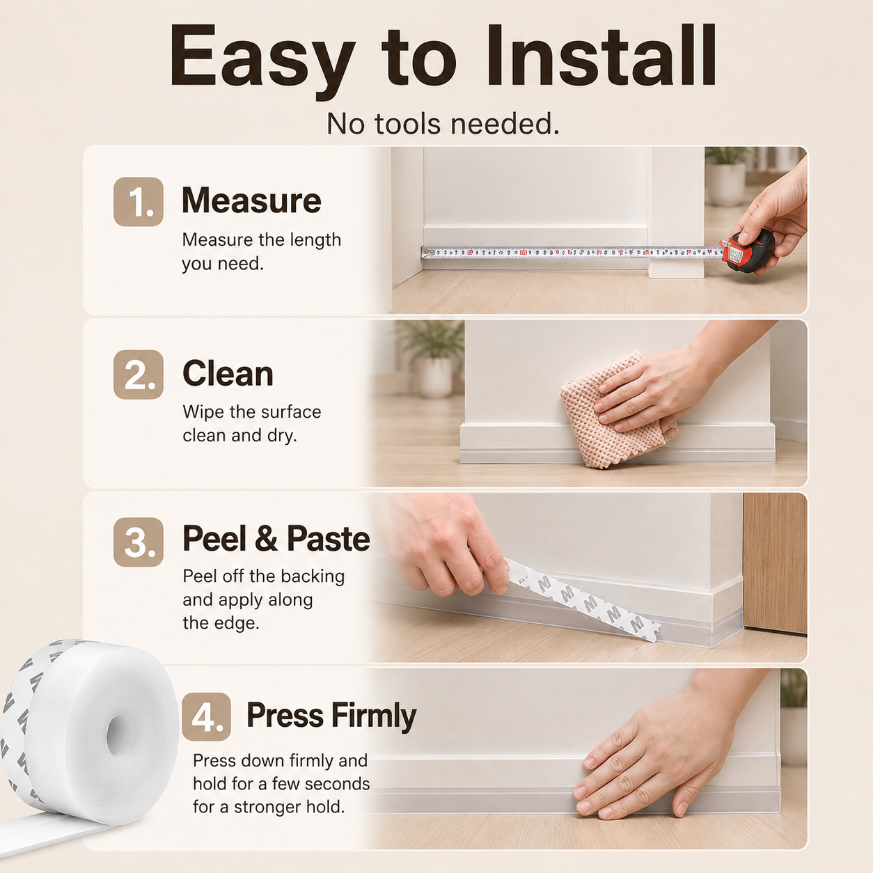 🔥 50% OFF 2-Pack 32.8FT Self-Adhesive Weather Strips 🏠 Seal Door, Window & Shower Gaps