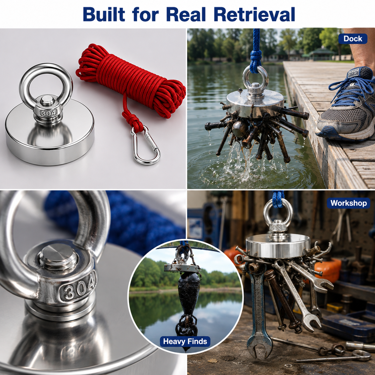 🔥 50% OFF 🧲 N52 Heavy-Duty Fishing Magnet – 3 Pull Strengths Up to 265 lbs