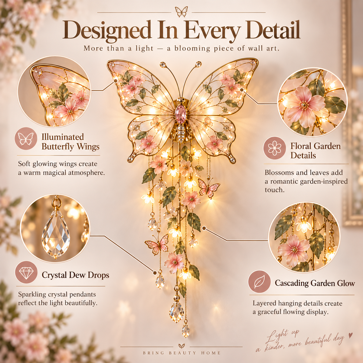 🔥Last Day 49%🦋 Butterfly Garden Light – Glowing Floral Wall Décor ✨
