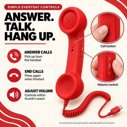 ☎️ Retro Wired Phone Handset for Smartphones