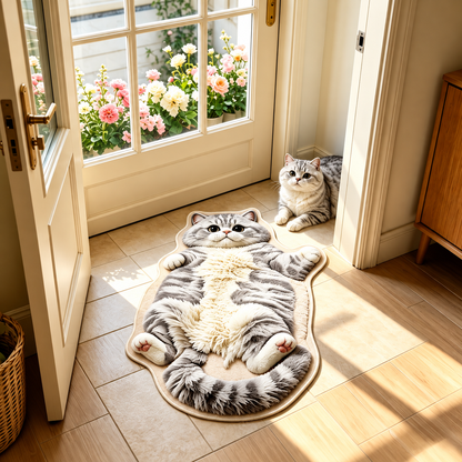 🐱Last Day 49% OFF🔥🔥🔥Chubby Tabby Cat Shaped Rug 🤎