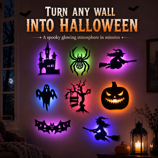 🔥 HALLOWEEN SPECIAL 🎃 30-Piece Glowing Wall Décor Set – Turn Any Wall Into a Spooky Night Scene 👻