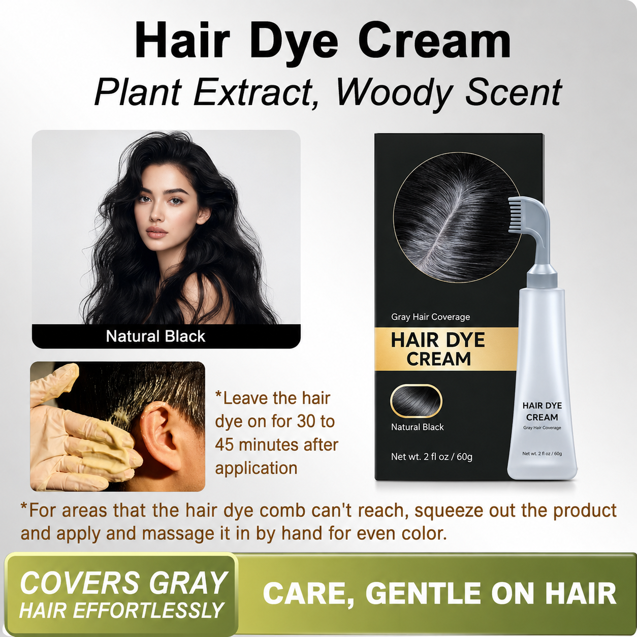 🌿 50% OFF Botanical Hair Color Comb – Press, Comb & Refresh Gray Roots