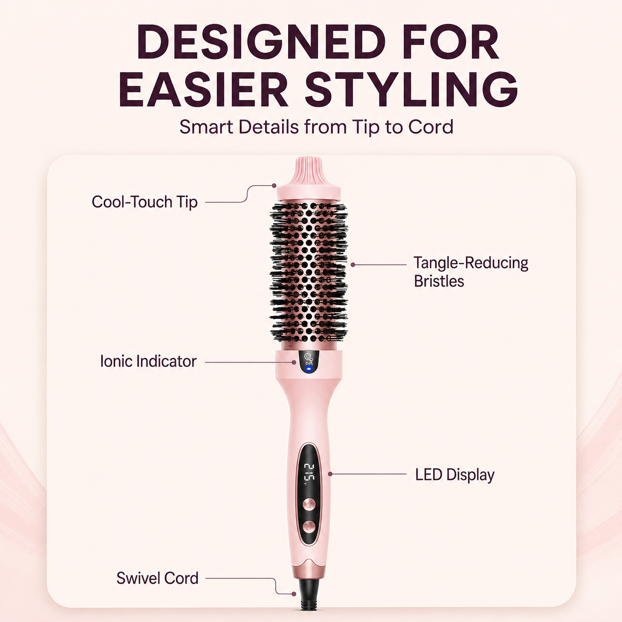 🔥 50% OFF Ionic Thermal Styling Brush ✨ Smooth, Volumize & Style with Ease