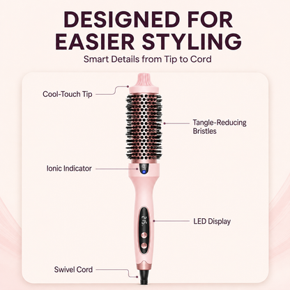 🔥 50% OFF Ionic Thermal Styling Brush ✨ Smooth, Volumize & Style with Ease