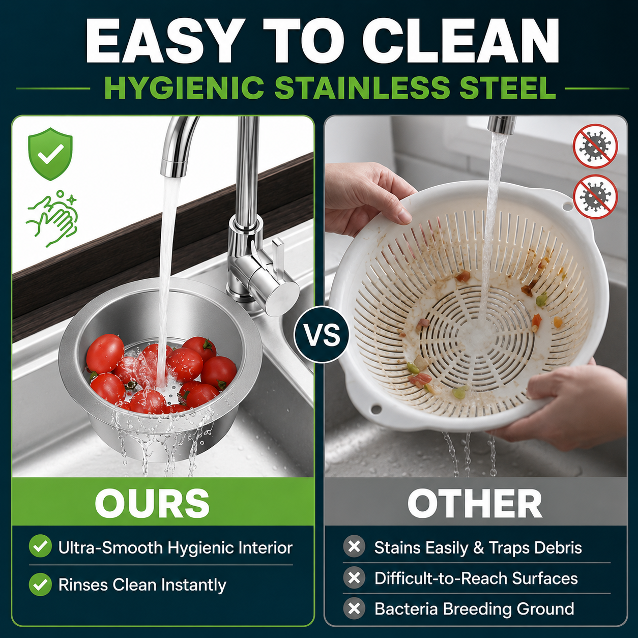 🎯 LIMITED-TIME SALE 🚩 304 Stainless Steel Swan Sink Strainer Basket — Hang, Rinse & Drain with Ease