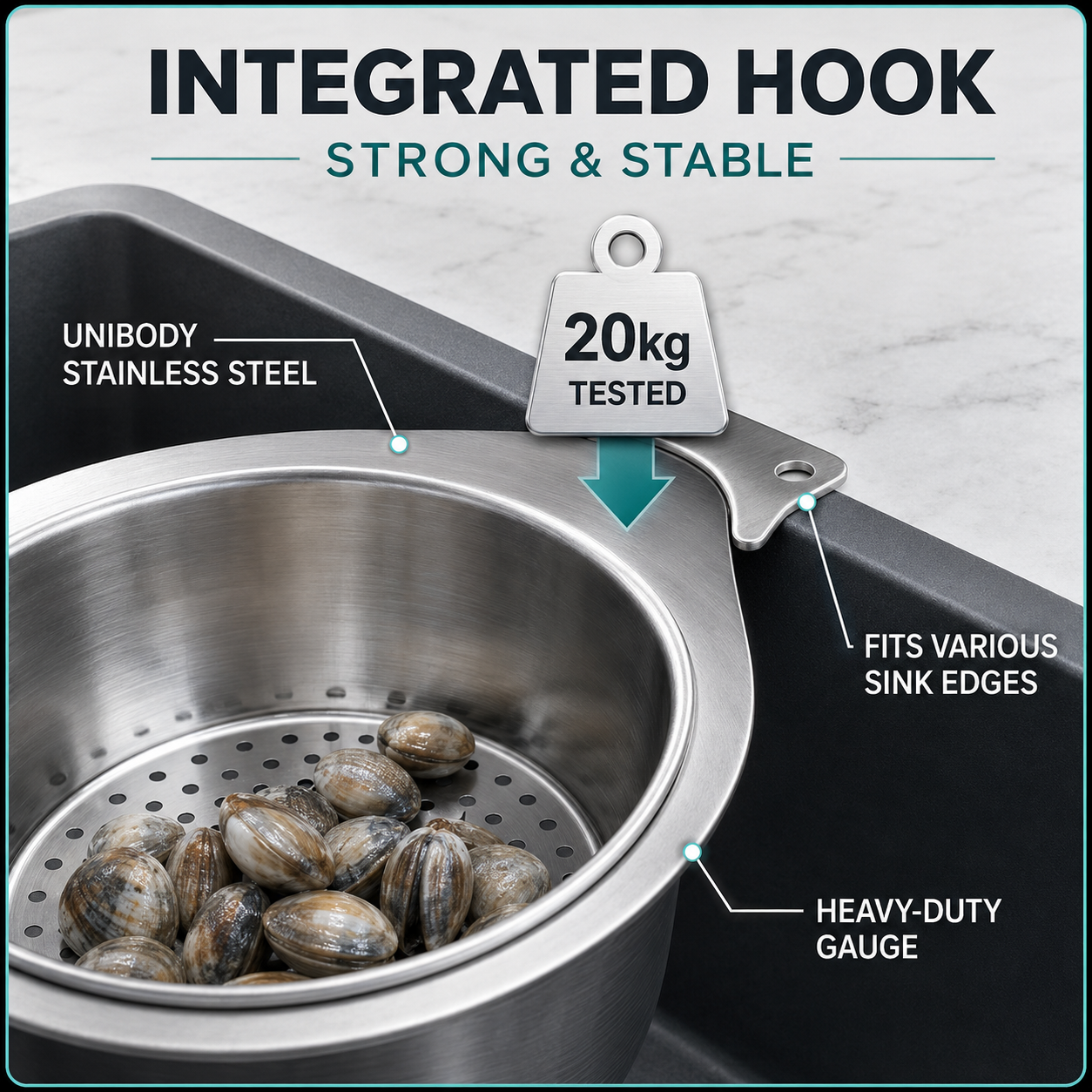 🎯 LIMITED-TIME SALE 🚩 304 Stainless Steel Swan Sink Strainer Basket — Hang, Rinse & Drain with Ease
