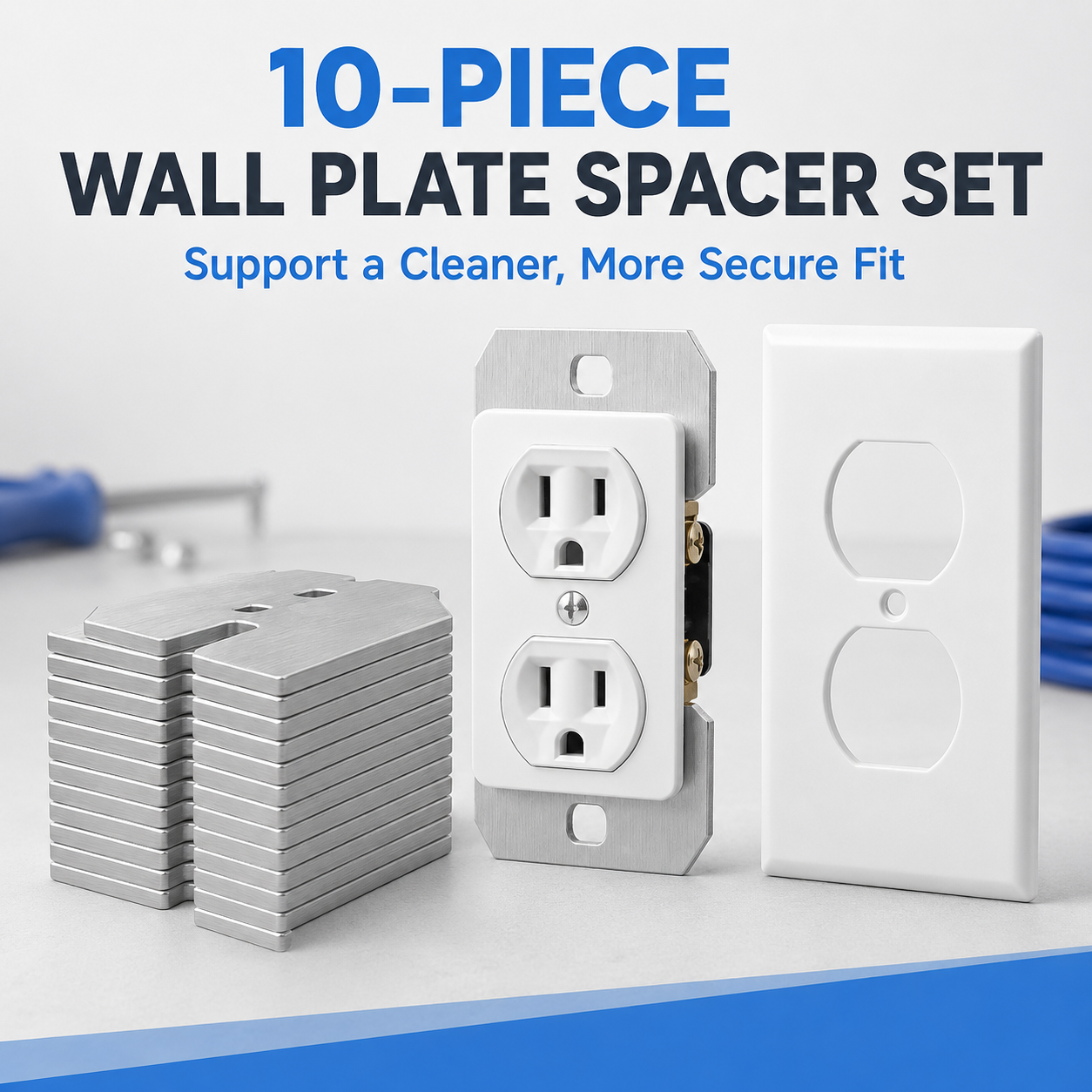 🎯 LIMITED-TIME SALE 🚩 10-Piece Metal Wall Plate Spacer Set — Fix Recessed Outlets & Switches with Ease