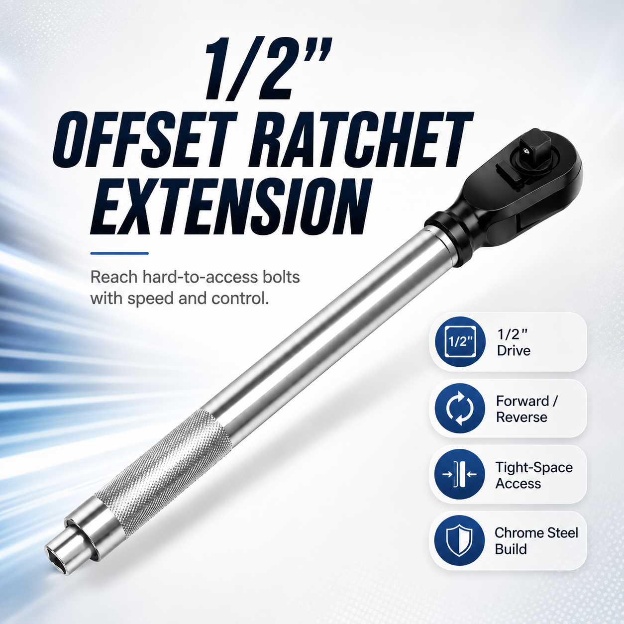 🔥 Limited Time Offer 1/2" Ratchet Extension Bar 🔧 Easily Reach Tight Spaces 🚚 Free Shipping