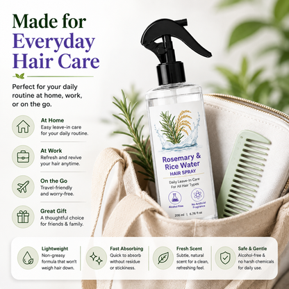 🌿 50% OFF Rosemary & Rice Water Hair Spray ✨ Fuller-Looking, Healthier Hair