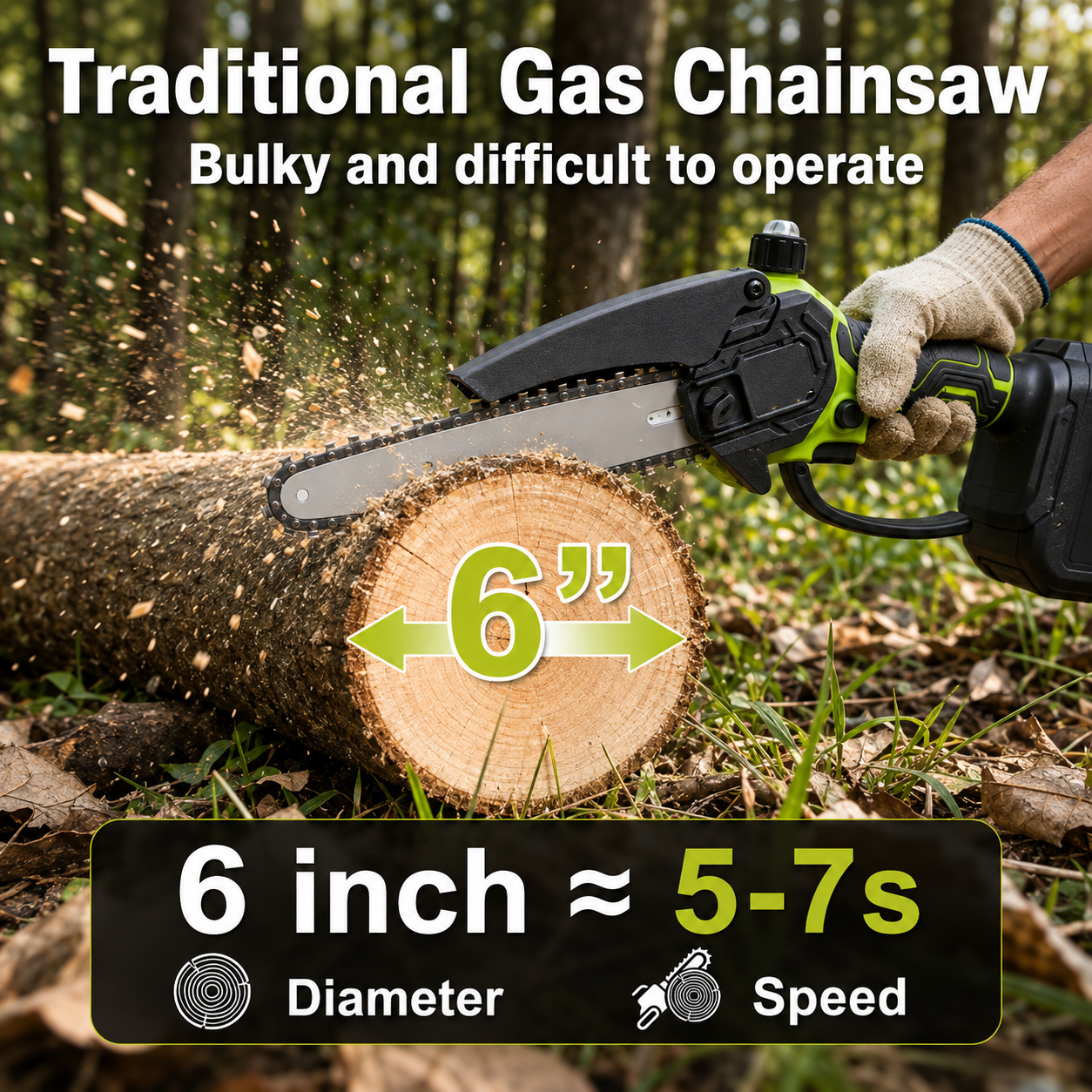 🔥 48% OFF 6-Inch Cordless Mini Chainsaw 🌿 Lightweight Power for Easy Cutting