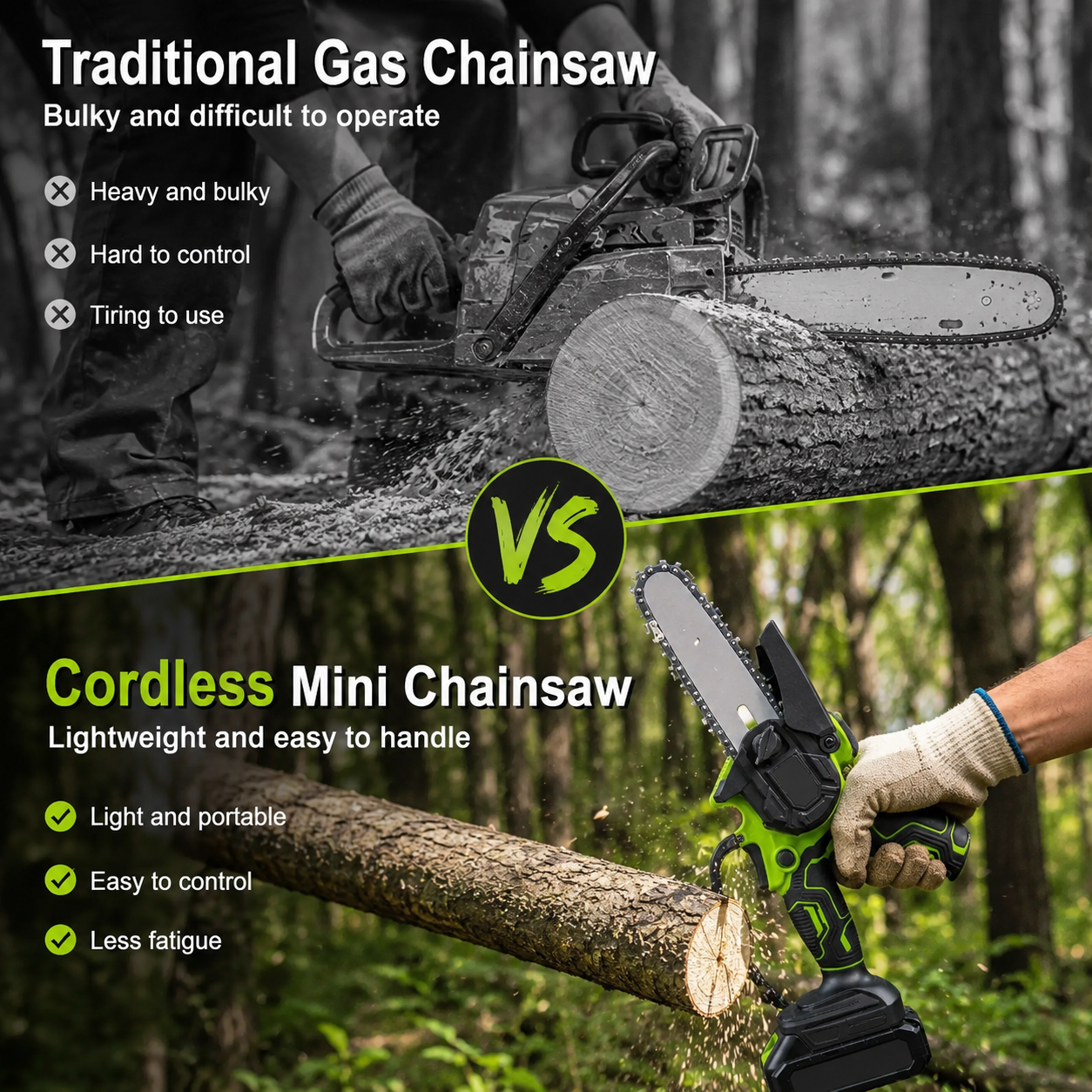 🔥 48% OFF 6-Inch Cordless Mini Chainsaw 🌿 Lightweight Power for Easy Cutting