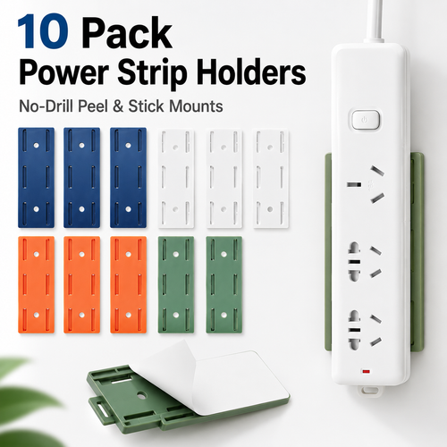 🔥 Today Only 50% OFF 10PCS No-Drill Socket Holders ✨ Peel, Stick & Organize