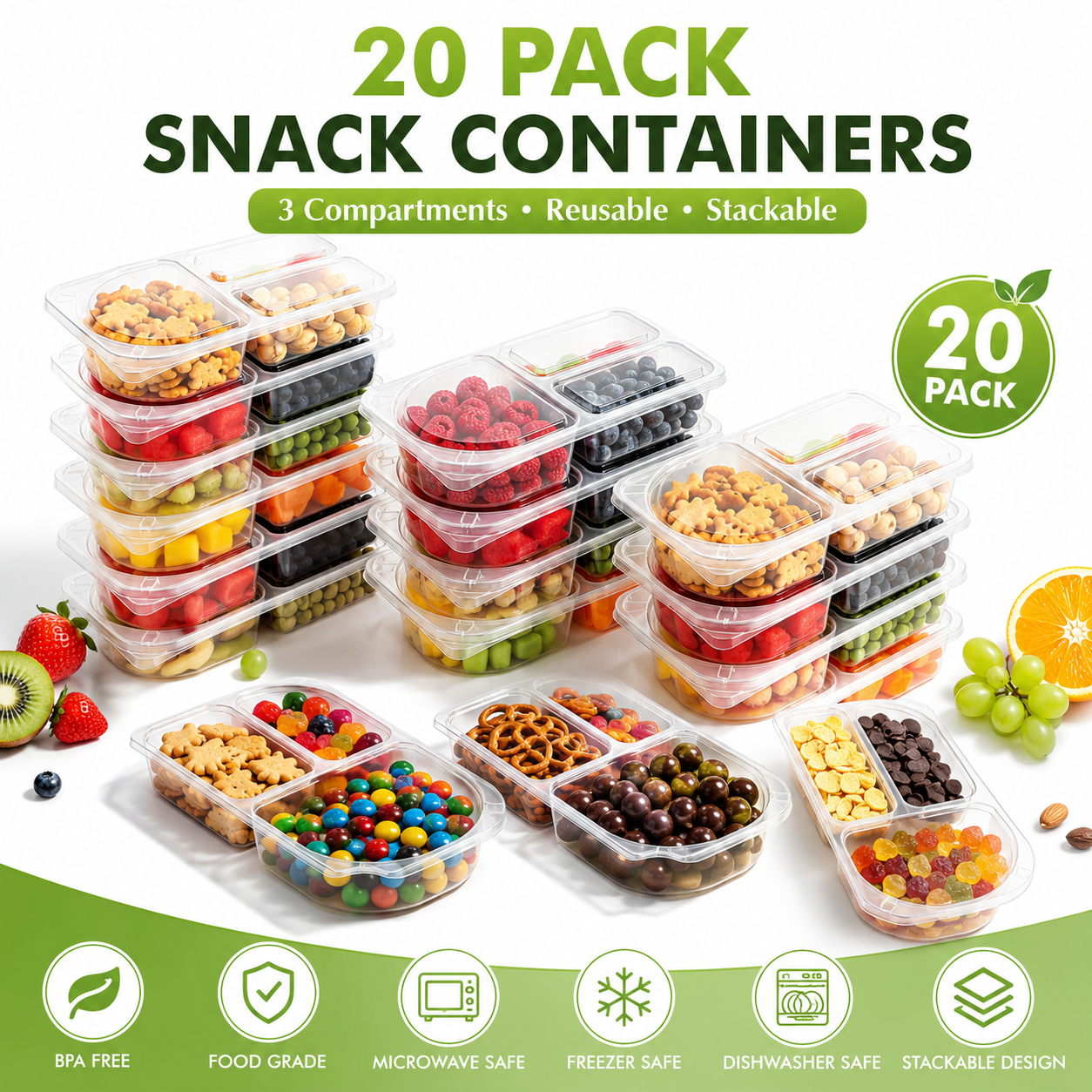🔥 50% OFF Reusable Snack Containers 🥨 Stack, Store & Grab with Ease