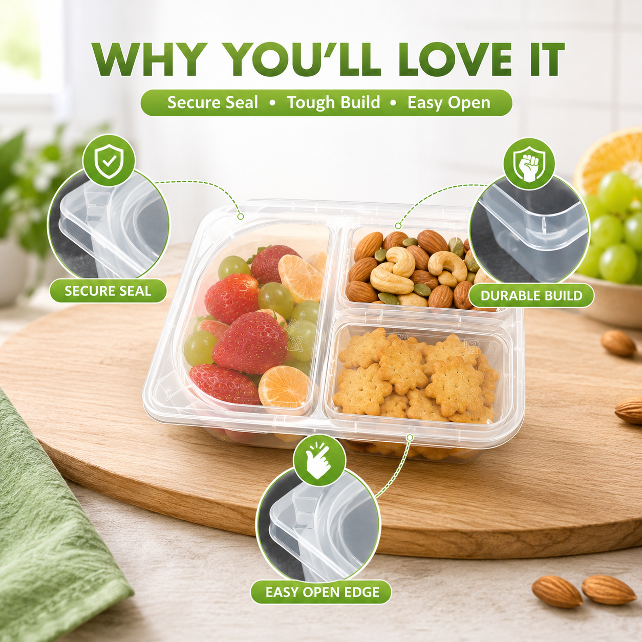 🔥 50% OFF Reusable Snack Containers 🥨 Stack, Store & Grab with Ease