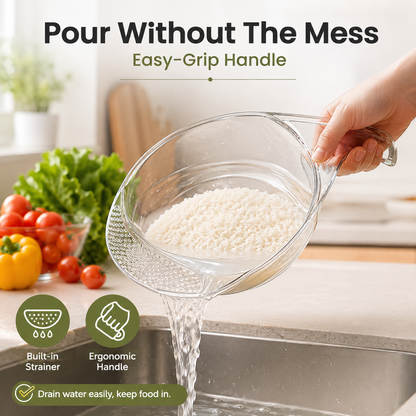 🍚 50% OFF Aesthetic Multifunctional Rice Strainer ✨ Rinse, Drain & Pour with Ease
