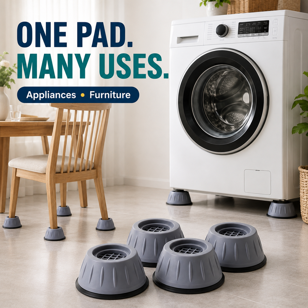 🧺 50% OFF Washer Anti-Vibration Pads ⚡ Reduce Shake & Improve Stability