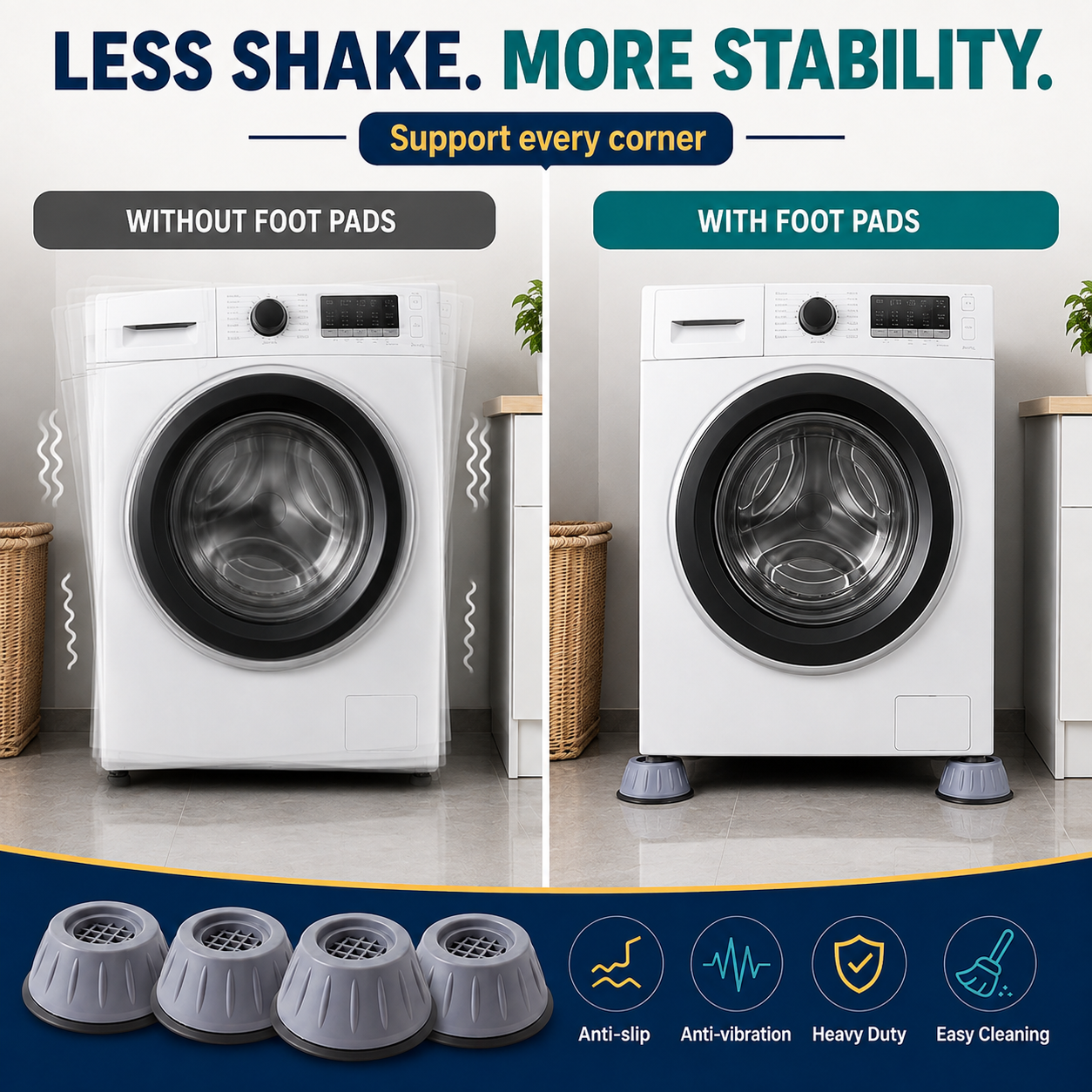 🧺 50% OFF Washer Anti-Vibration Pads ⚡ Reduce Shake & Improve Stability