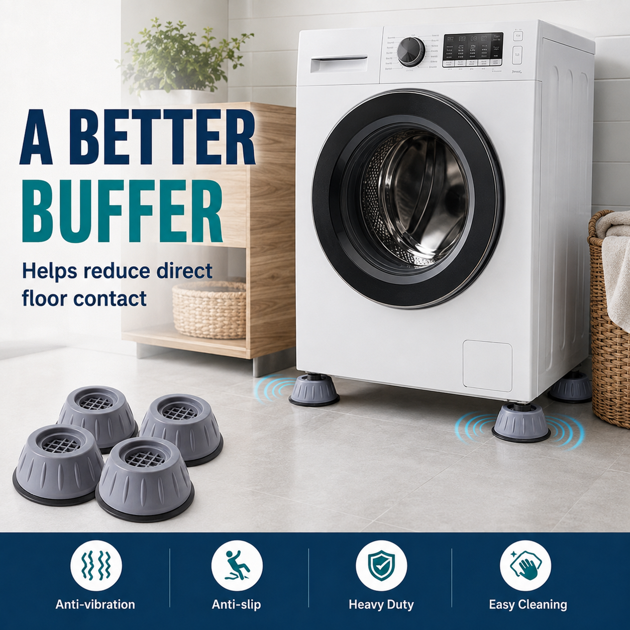 🧺 50% OFF Washer Anti-Vibration Pads ⚡ Reduce Shake & Improve Stability