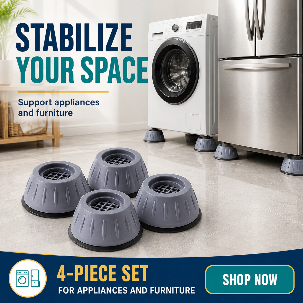 🧺 50% OFF Washer Anti-Vibration Pads ⚡ Reduce Shake & Improve Stability