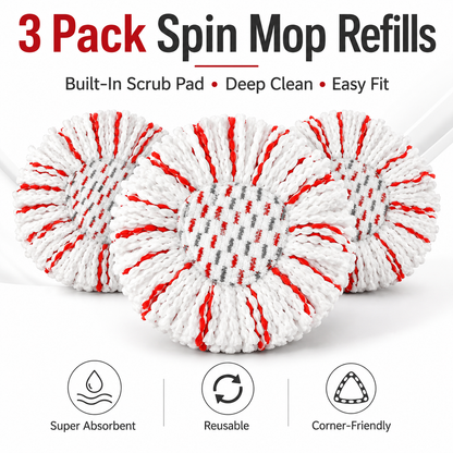 🔥 49% OFF Microfiber Spin Mop Replacement Heads ✨ Refresh Your Mop & Make Floor Cleaning Easier