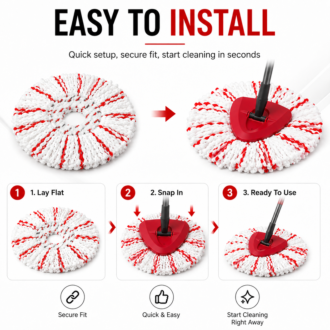 🔥 49% OFF Microfiber Spin Mop Replacement Heads ✨ Refresh Your Mop & Make Floor Cleaning Easier