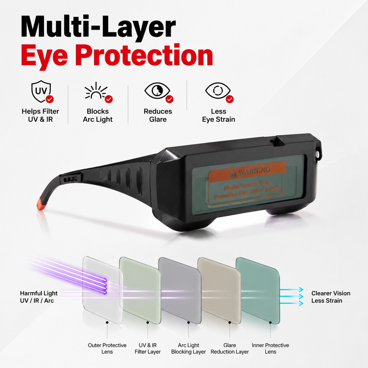 🔥 50% OFF Auto Darkening Welding Glasses ✨ Smart Eye Protection With True Color Vision & Instant Lens Response