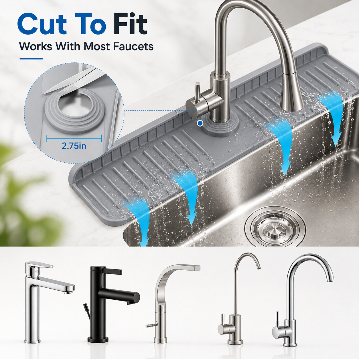 💦 50% OFF 24 Inch Adjustable Silicone Sink Splash Guard ✨ Fast-Draining & Cut-to-Fit Design