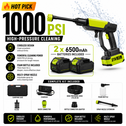 🔥 48% OFF 1200 PSI Pressure Washer – Dual 6500mAh Battery Kit
