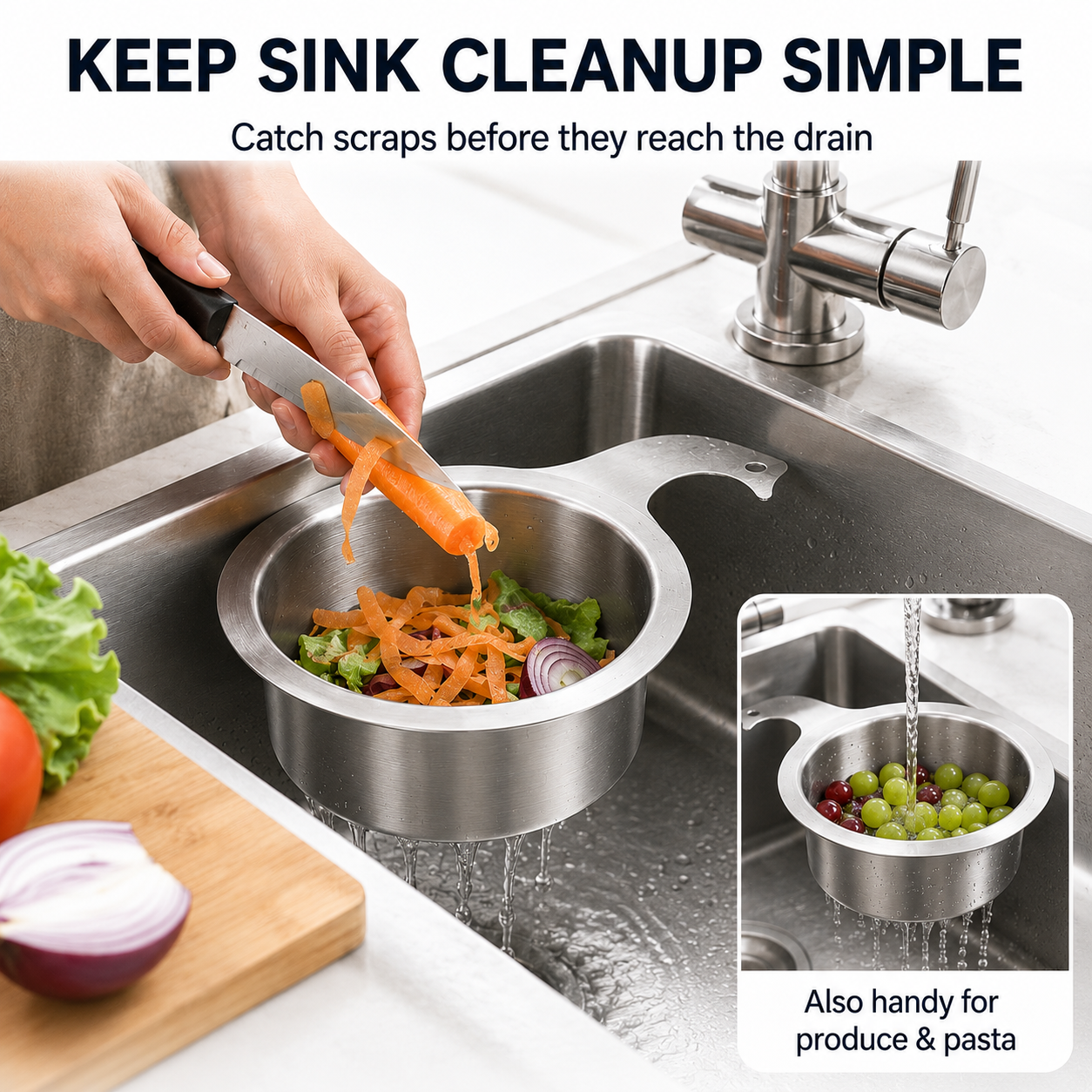 🧺 SAVE 46% Hanging Sink Drain Basket 💧 Catch Scraps & Drain Water Fast