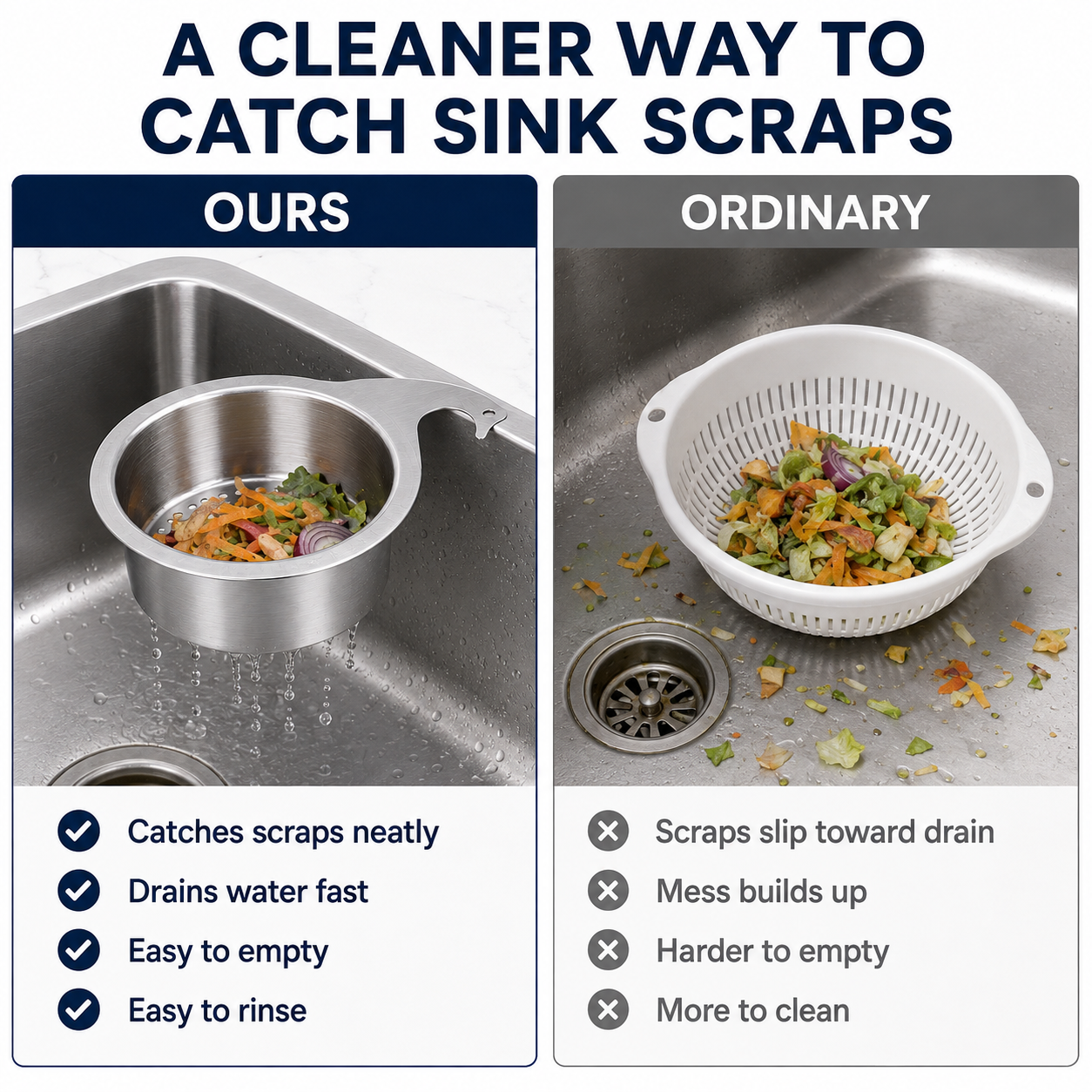 🧺 SAVE 46% Hanging Sink Drain Basket 💧 Catch Scraps & Drain Water Fast