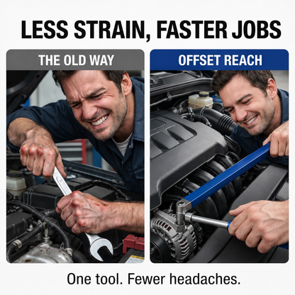 🔥 50% OFF Offset Extension Wrench 🔧 Impact Ready with 1/4", 3/8" & 1/2" Adapters