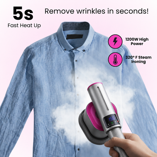 🔥 50% OFF Portable Clothes Steamer 👔 Wrinkles Gone in Just 5 Seconds