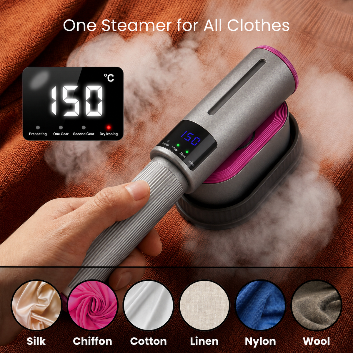 🔥 50% OFF Portable Clothes Steamer 👔 Wrinkles Gone in Just 5 Seconds