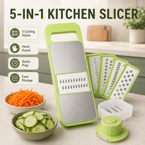 🔥 49% OFF 5-in-1 Kitchen Slicer 🥕 Slice, Shred & Prep with Less Effort