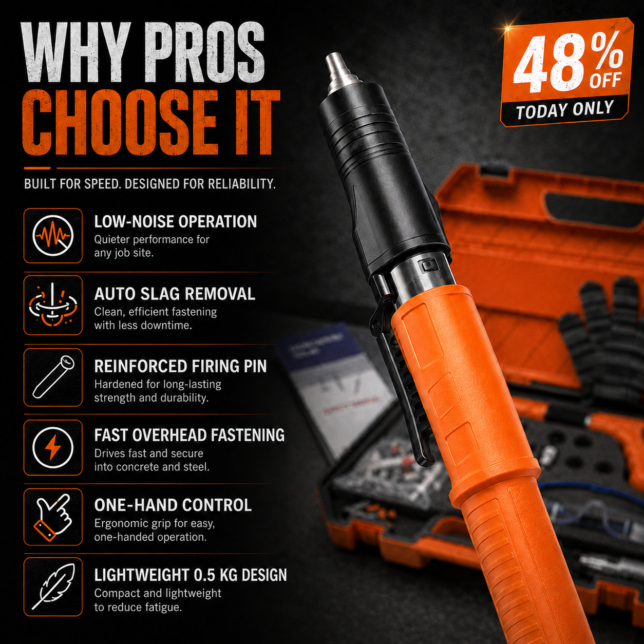 🔥 48% OFF Heavy-Duty Ceiling Fastening Tool ⚡ Fast, Precise & Easy One-Hand Operation