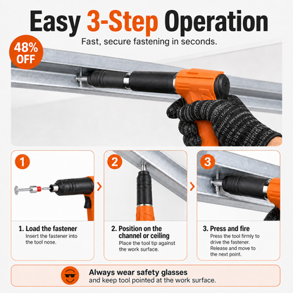 🔥 48% OFF Heavy-Duty Ceiling Fastening Tool ⚡ Fast, Precise & Easy One-Hand Operation