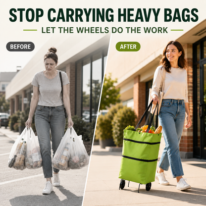 🛍️Foldable Wheeled Grocery Bag – Roll More and Carry Less