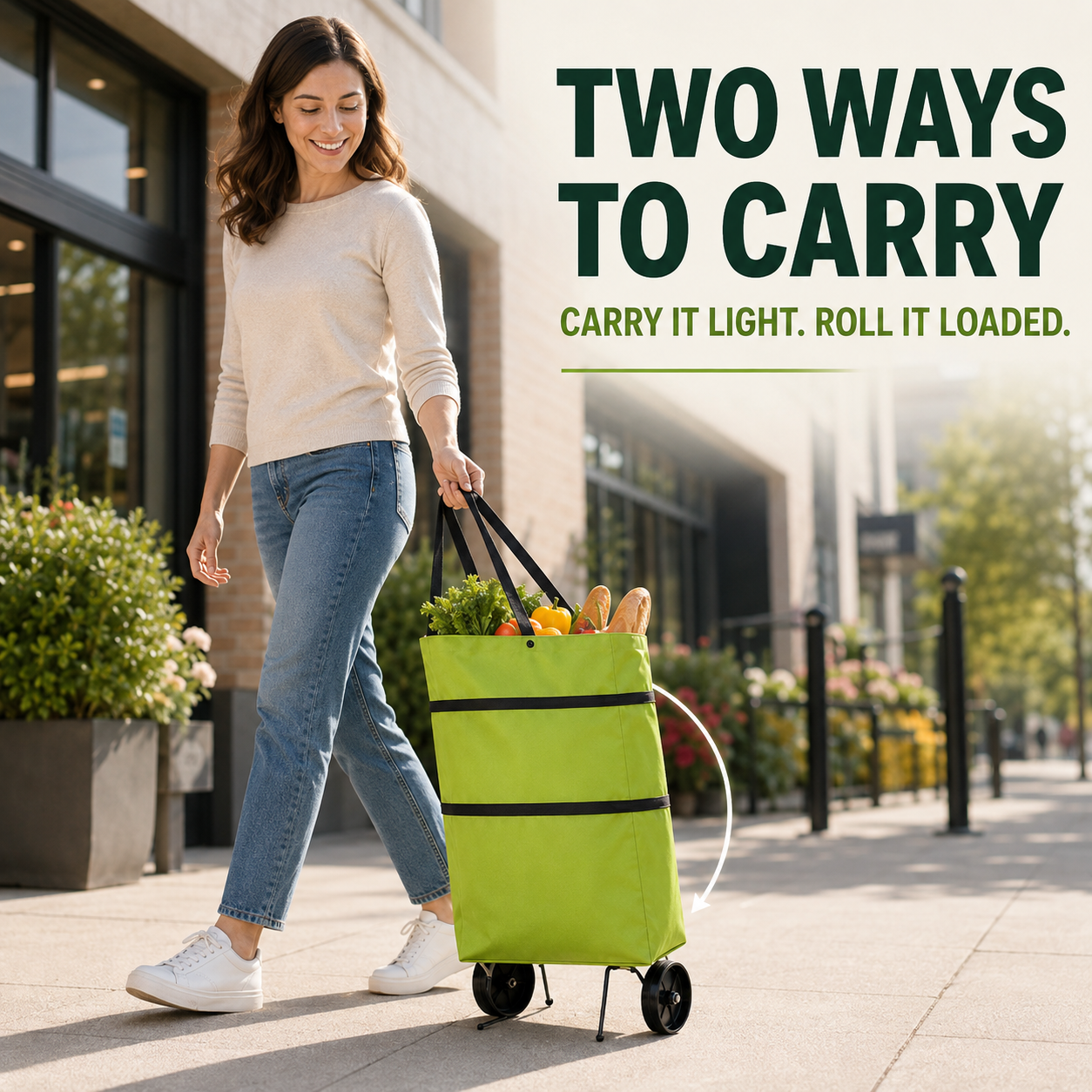 🛍️Foldable Wheeled Grocery Bag – Roll More and Carry Less
