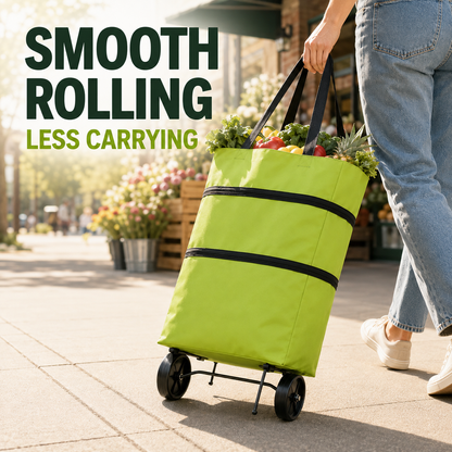 🛍️Foldable Wheeled Grocery Bag – Roll More and Carry Less